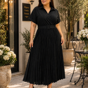 ROBE DEMI MANCHE PLISSEE