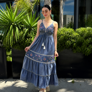 ROBE JEAN BRETELLE IMPRIMEE