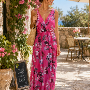 ROBE LONGUE SANS MANCHE COL V