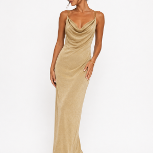 ROBE SOIREE BRETELLE DOREE