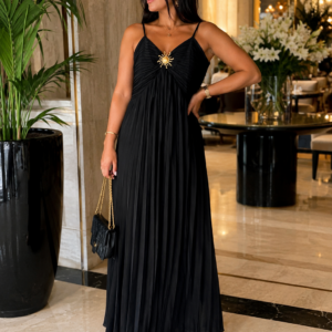 ROBE BRETELLE PLISSEE BUSTIER A BROCHE