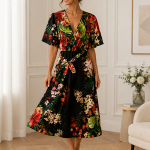 ROBE IMPRIMEE FLORAL DEMI MANCHE