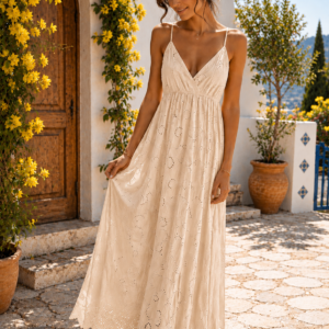 ROBE BRODERIE ANGLAISE BRETELLE LONGUE