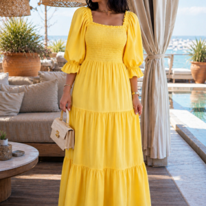 ROBE DEMI MANCHE A BUSTIER A SMOCK