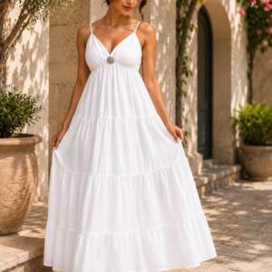 ROBE BRETELLE A BROCHE SOLEIL