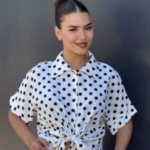 CHEMISE DEMI MANCHE A NOEUD A PETIT POIS
