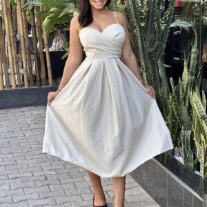 ROBE BRETELLE MI-LONG BUSTIER DRAPPE