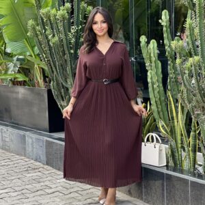 ROBE PLISSEE MANCHE EN SOIE