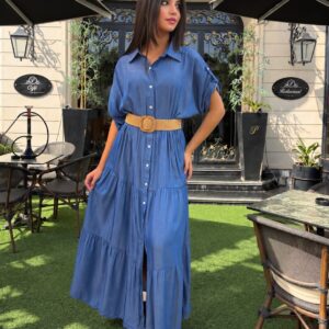 ROBE JEAN A BOUTON DEMI MANCHE